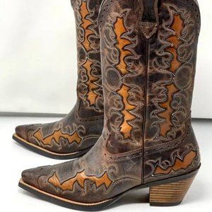 Ariat Dandy Womens Western Cowboy Leather Boots Snip Toe Size 6.5